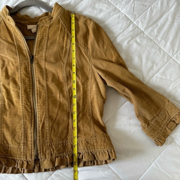 Sandro tan corduroy metro Zip Up jacket - Picture 3 of 9